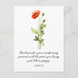 WATERCOLOR AUGUST POPPY BIRTH FLOWER POSTCARD POSTKARTE