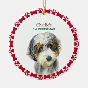 Watercolor Aussie Doodle Personalisiert Weihnachte Keramik Ornament