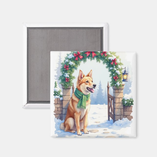 Watercolor Australian Kelpie Countryside Gate Magnet (Vorderseite/Rückseite)