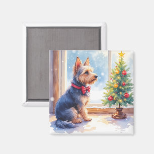 Watercolor-Australian-Terrier-Weihnachtsbaum auf d Magnet