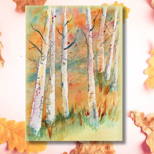 Watercolor Autumn Aspen Trees Blank Karte (Von Creator hochgeladen)