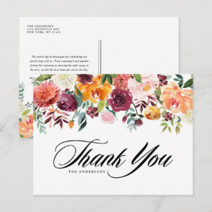 Watercolor Autumn Blooms Garland Floral Vielen Dan Postkarte
