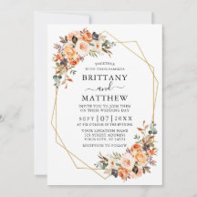 Watercolor Autumn Floral Geo Frame Wedding