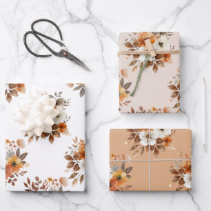 Watercolor Autumn Floral Geschenkpapier Wrapping P Set