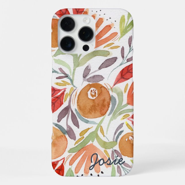 Watercolor Autumn Floral Personalized Phone Case iPhone Hülle (Rückseite)