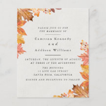 Watercolor Autumn Leaf Wedding Einladung Flyer