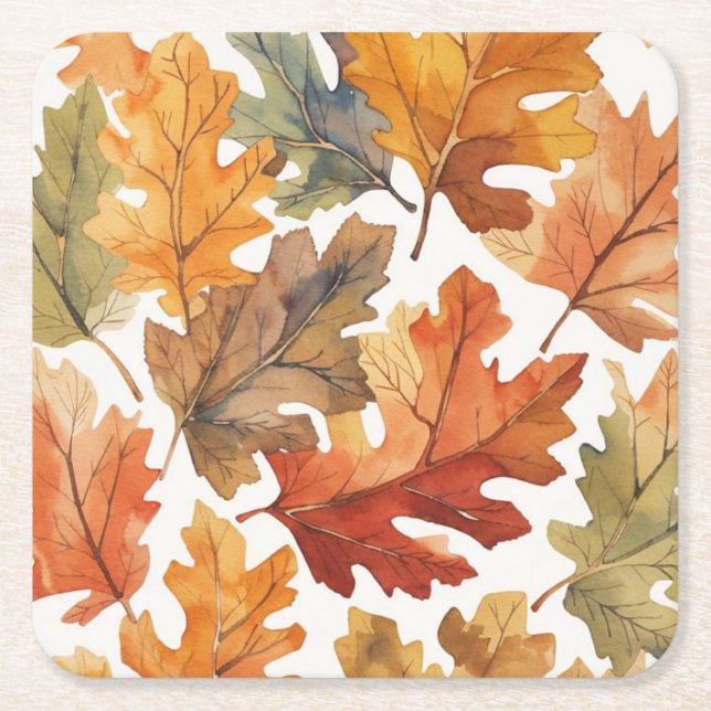Watercolor Autumn Leaves Rechteckiger Pappuntersetzer (Vorderseite)