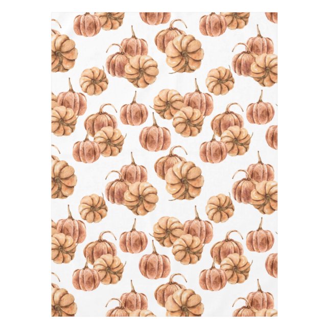 Watercolor Autumn Pattern in Soft Orange Tones Tischdecke (Vorderseite)
