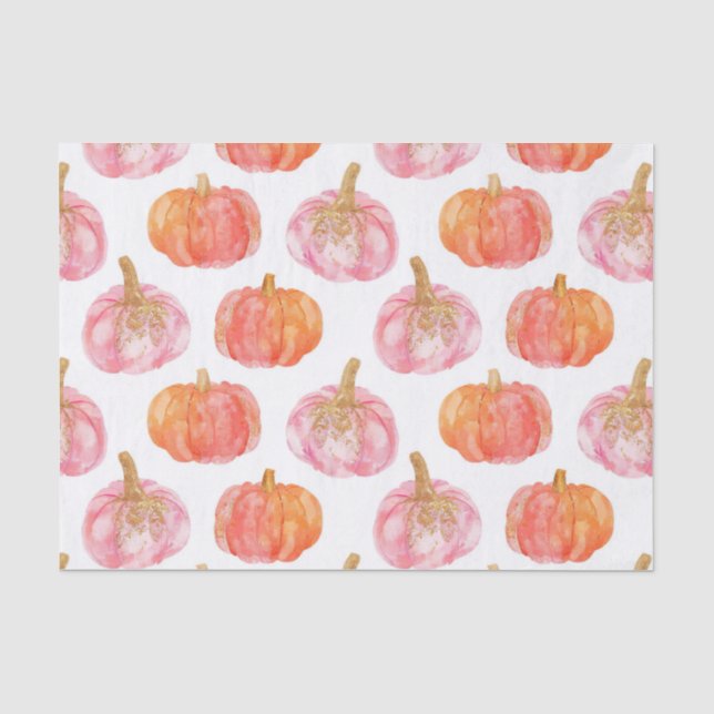 Watercolor Autumn Pumpkin Pattern Fall Decoupage Seidenpapier (Vorderseite)