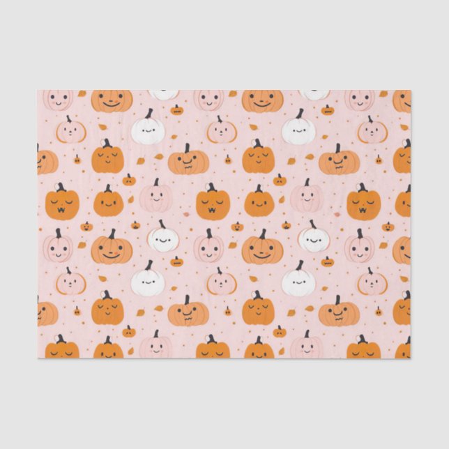 Watercolor Autumn Pumpkin Pattern Fall Decoupage Seidenpapier (Vorderseite)