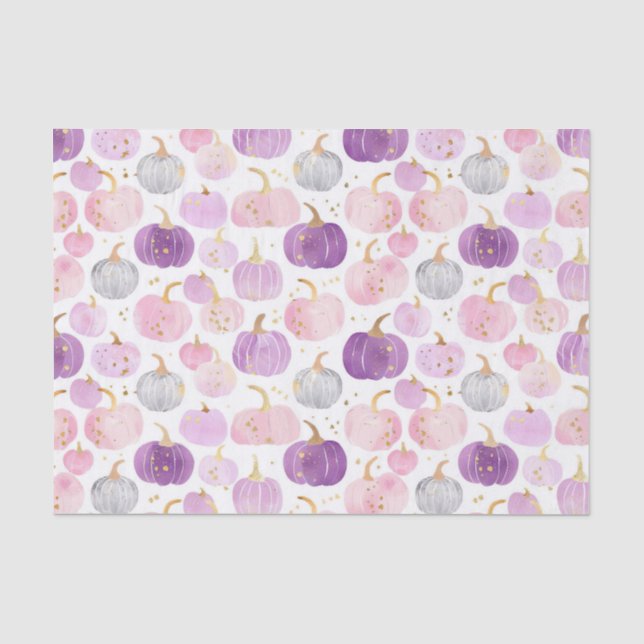 Watercolor Autumn Pumpkin Pattern Fall Decoupage Seidenpapier (Vorderseite)