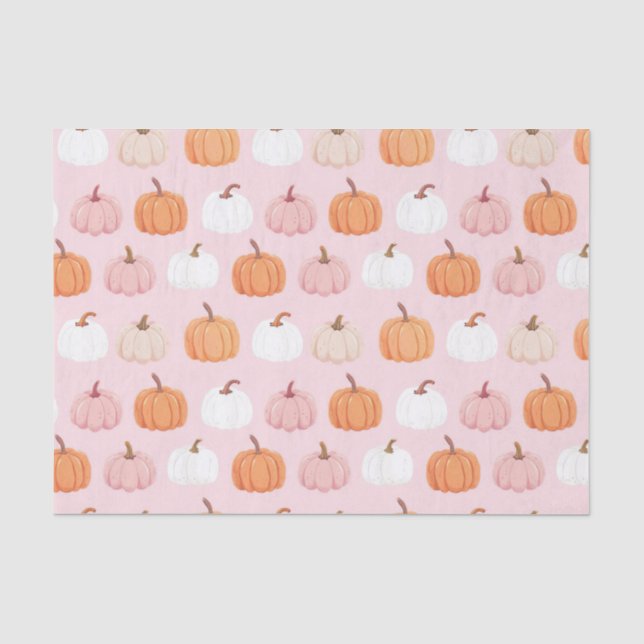 Watercolor Autumn Pumpkin Pattern Fall Decoupage Seidenpapier (Vorderseite)