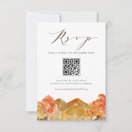 Watercolor Autumn Woodlands Wedding QR Code UAWG RSVP Karte