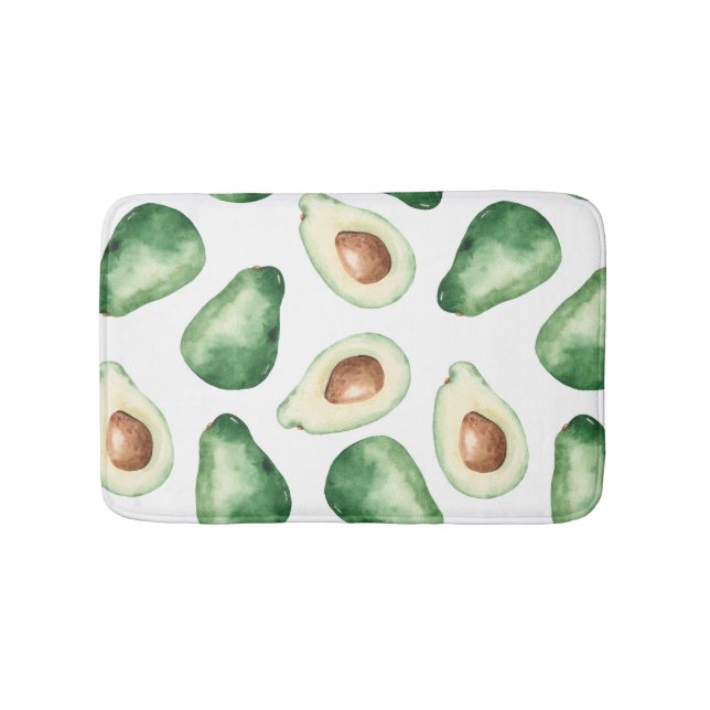 Watercolor Avocado Pattern Badematte (Vorderseite)