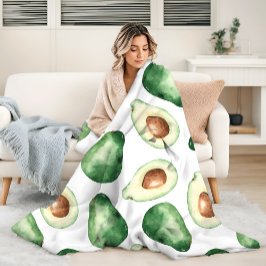 Watercolor Avocado Pattern Fleecedecke