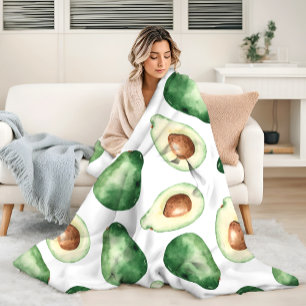 Watercolor Avocado Pattern Fleecedecke