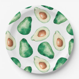 Watercolor Avocado Pattern Geburtstagsparty Pappteller