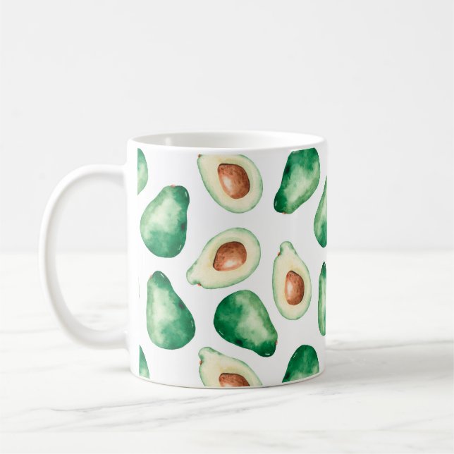 Watercolor Avocado Pattern Kaffeetasse (Links)