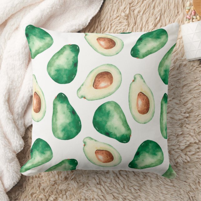 Watercolor Avocado Pattern Kissen (Decke)