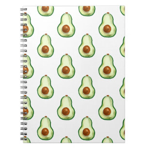 Watercolor Avocado Pattern Spiral Notebook Notizblock