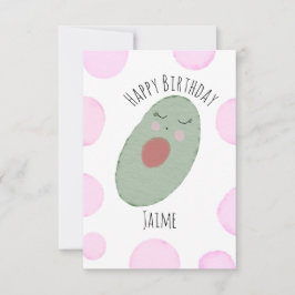 Watercolor Avocado Pink Dots Geburtstagsparty Karte