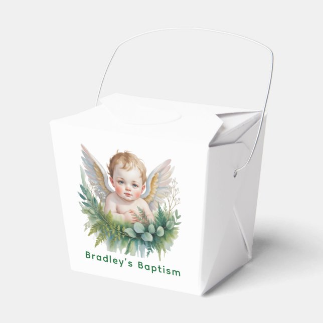 Watercolor Baby Angel With Wings Baptism  Geschenkschachtel (Vorderseite)
