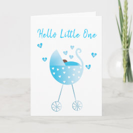 Watercolor Baby Boy Carriage Glückwünsche Blau Karte