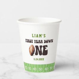 Watercolor Baby Boy Football First Year Down Pappbecher