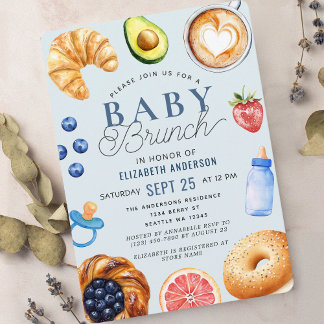 Watercolor Baby Brunch Boy Baby Shower Invitation Einladung