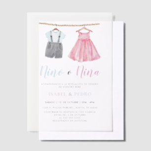 Watercolor Baby Clothes Spanisch Gender Reveal
