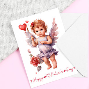 Watercolor baby Cupid Happy Valentines Day Feiertagskarte