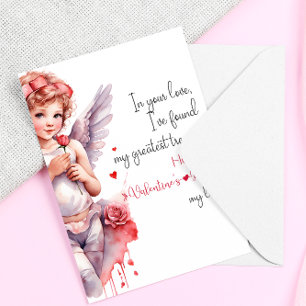 Watercolor baby Cupid Happy Valentines Day Feiertagskarte