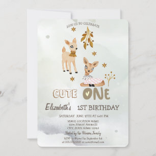 Watercolor Baby Deer Green 1. Einladung