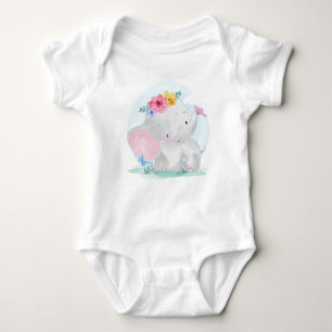 Watercolor Baby Elephant Baby Strampler