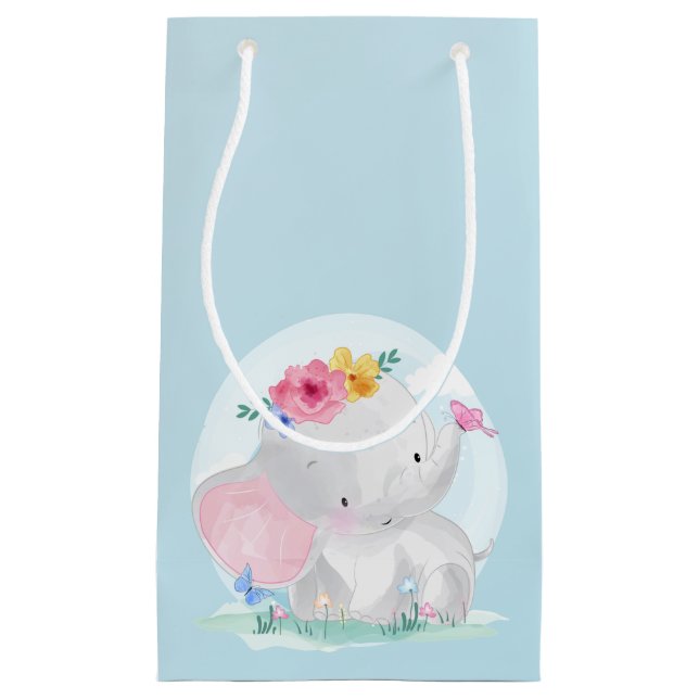 Watercolor Baby Elephant Kleine Geschenktüte (Vorderseite)