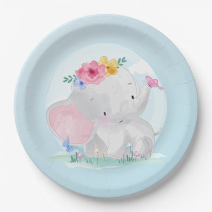 Watercolor Baby Elephant Pappteller