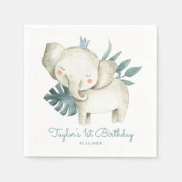 Watercolor Baby Elephant Prince Tropical Geburtsta Serviette
