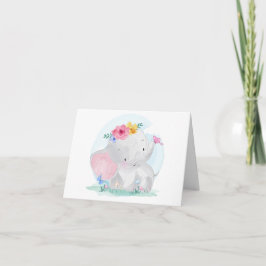 Watercolor Baby Elephant Vielen Dank Dankeskarte