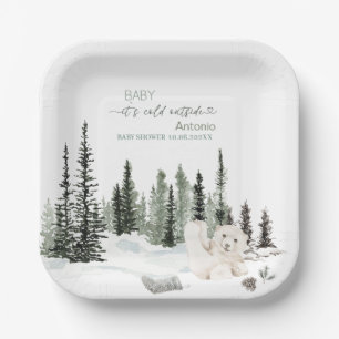 Watercolor Baby es kalt draußen Babydusche Pappteller