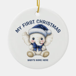 Watercolor Baby First Christmas Photo Keramik Ornament