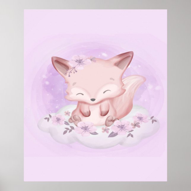 Watercolor Baby Fox Liebhaber | Geschenk für Baby Poster (Vorne)
