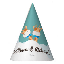 Watercolor Baby Giraffe, Safari Twins Geburtstag Partyhütchen