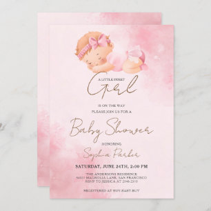 Watercolor Baby Girl Einladung