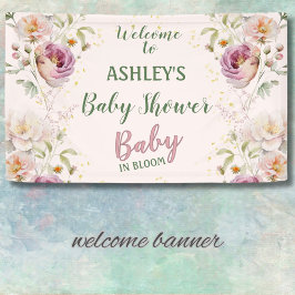 Watercolor Baby in Bloom Girl Baby Dusche Banner