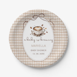 Watercolor baby is brewing coffee baby shower Pappteller