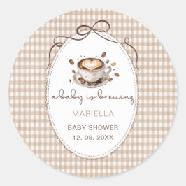 Watercolor baby is brewing coffee baby shower Runder Aufkleber