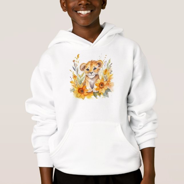 Watercolor Baby Lion Hoodie (Vorderseite)