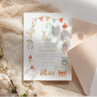 Watercolor Baby Mushroom Whimsical 2. Geburtstag Einladung