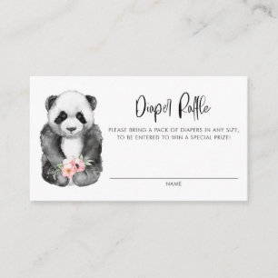 Watercolor-Baby-Panda-Blumen-Windel-Raffle-Karte Visitenkarte