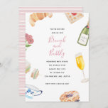 Watercolor Baby Shower Brunch Einladungen<br><div class="desc">Wasserfarben-Brunch Erdbeerwaffeln,  Blaubeerpfannkuchen,  Croissant,  Blume,  Sandwiches,  Teakup,  Champagner und Mimosa,  entworfen von Shelby Allison.</div>